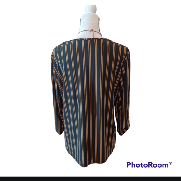 Antthony brand, black and yellowish gold color stripes blouse and skirt set. - Picture 3 of 8